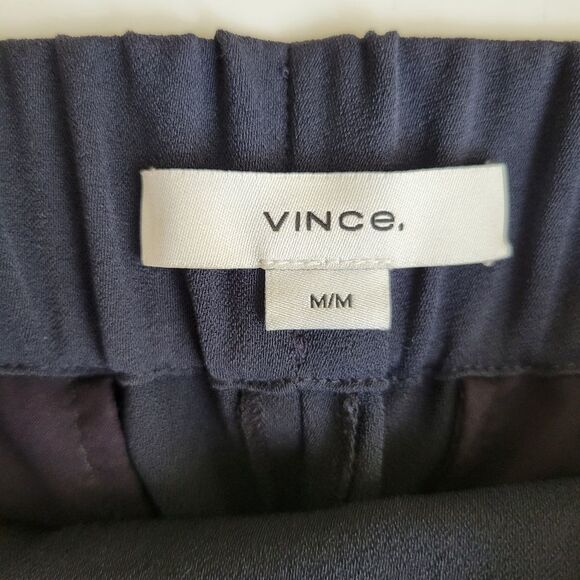 $295 NEW VINCE NAVY BLUE CREPE BACK SLIT PULL ON LOOSE FIT PANTS M MEDIUM NWT - Picture 8 of 10